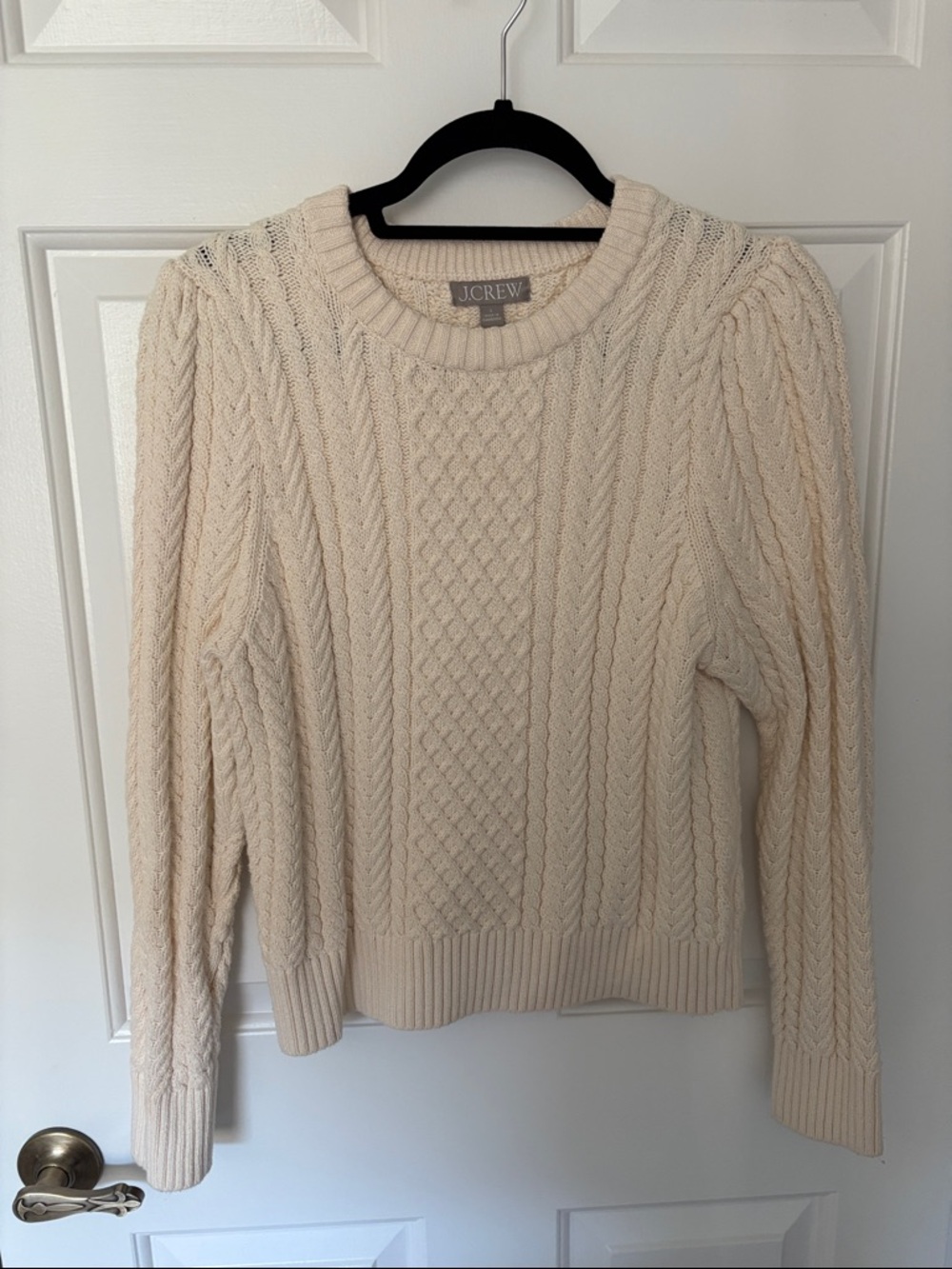 J. Crew Cream Cable-Knit Crewneck Sweater